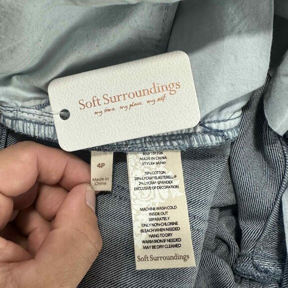 Soft Surroundings Petite Lace Hem Straight Leg Ankle Jeans – Size 4P - Picture 13 of 16